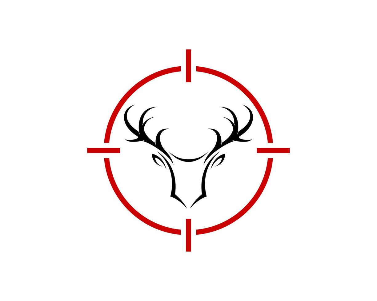 Shooting sniper symbol with abstract deer antlers inside vector