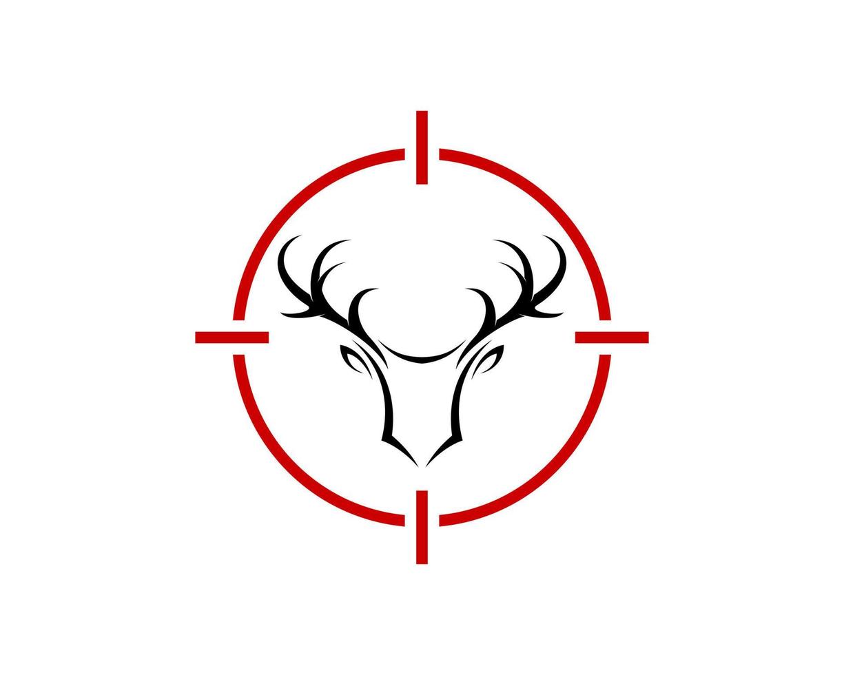 Shooting sniper symbol with abstract deer antlers inside vector