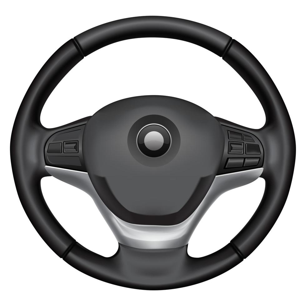 Realistic car steering wheel automobile multi function design on white background vector