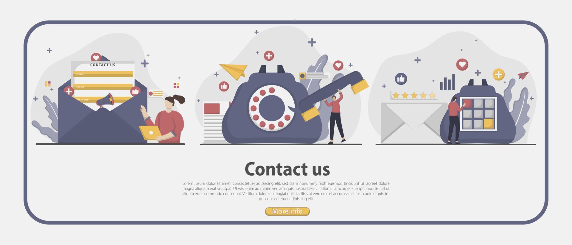 Vector illustration Contact us for landing page concept