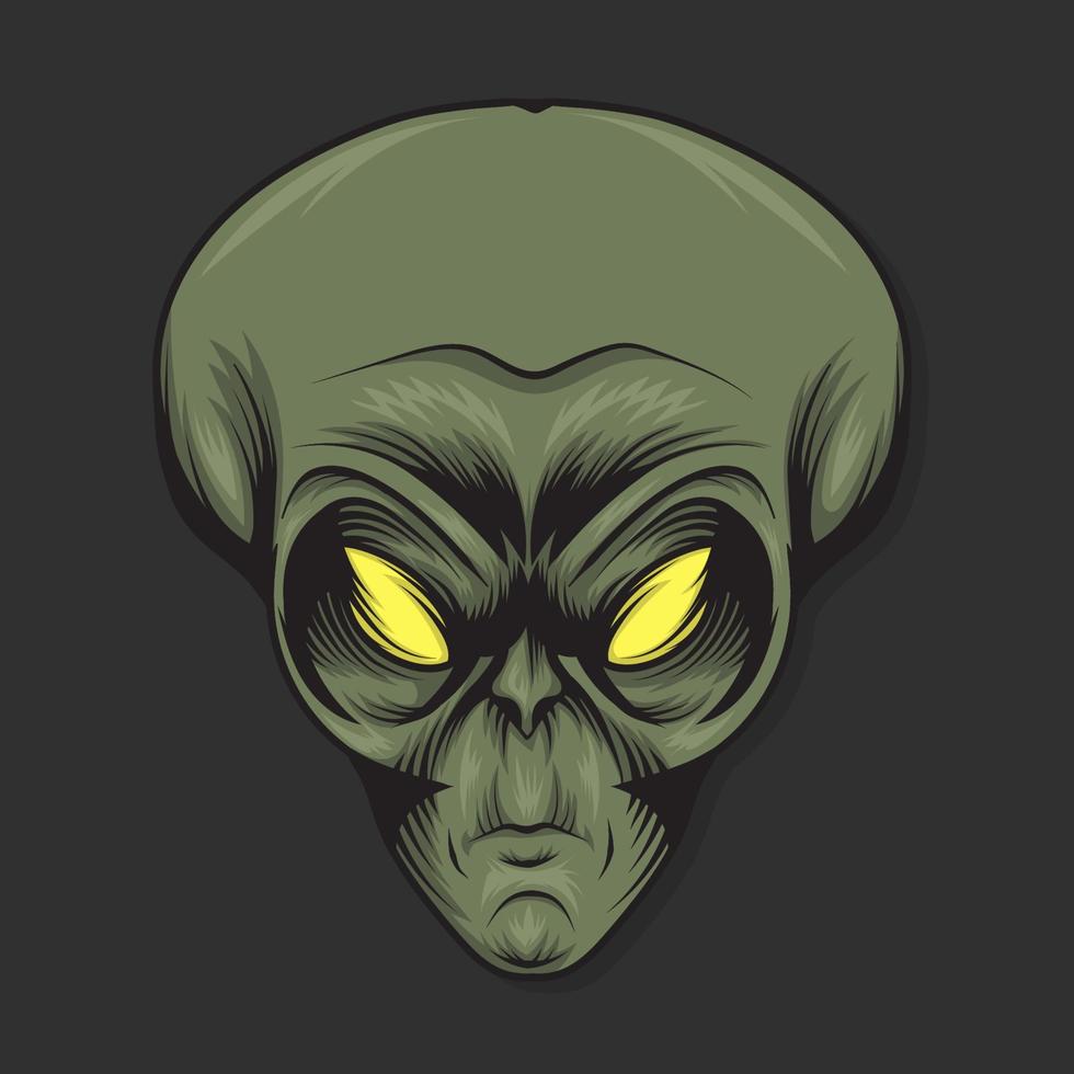 Ilustración de vector de cara alienígena espeluznante