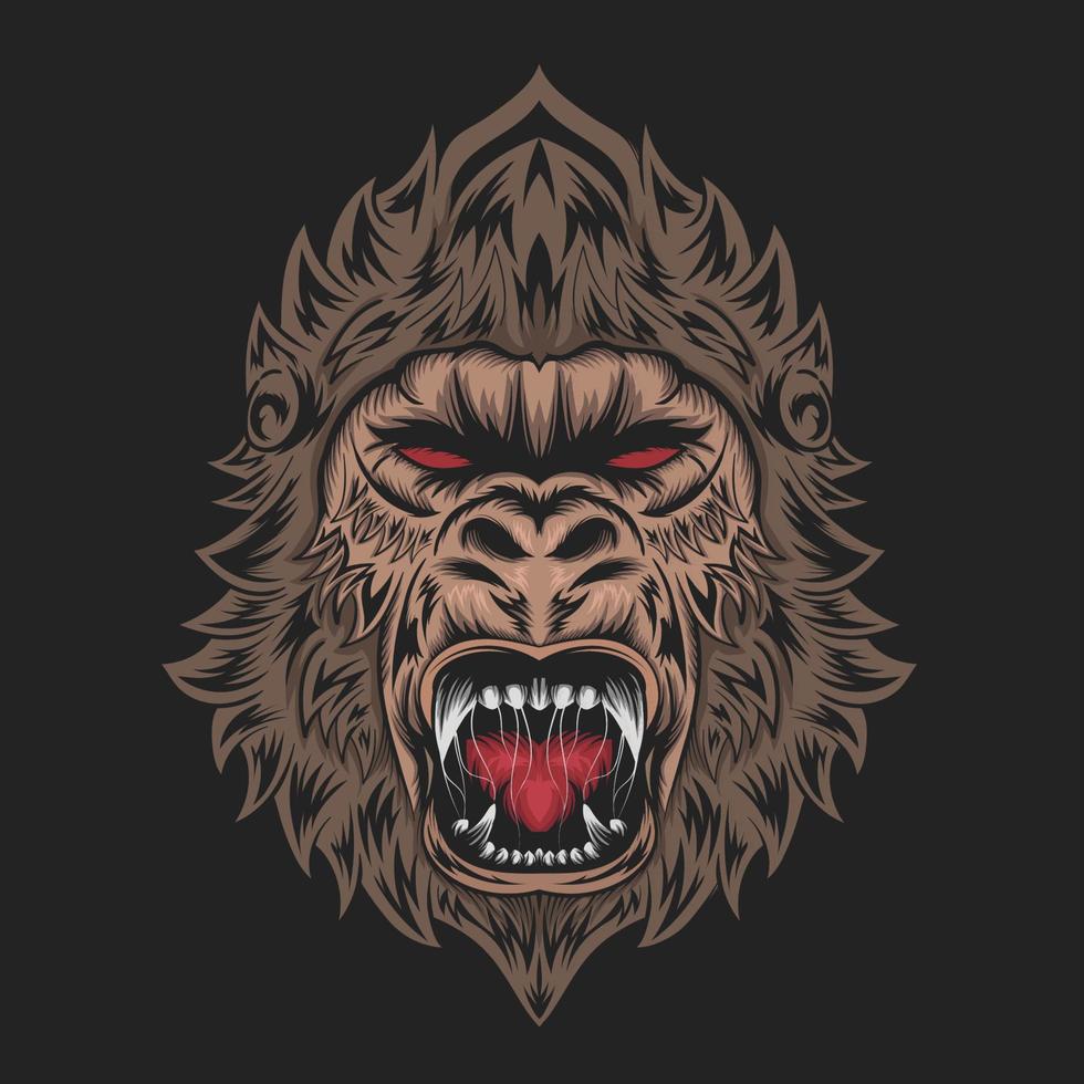 angry gorilla face for t-shirt screen printing design vector