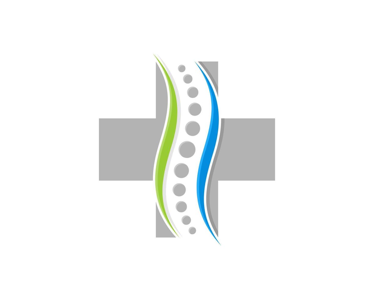 Healthy spine in the plus medical symbol vector