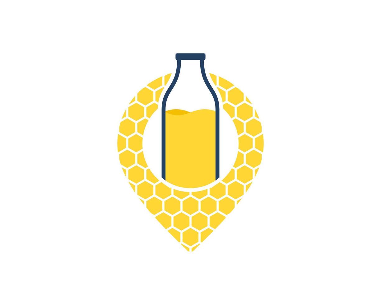 Hive pine location with honey bottle inside vector