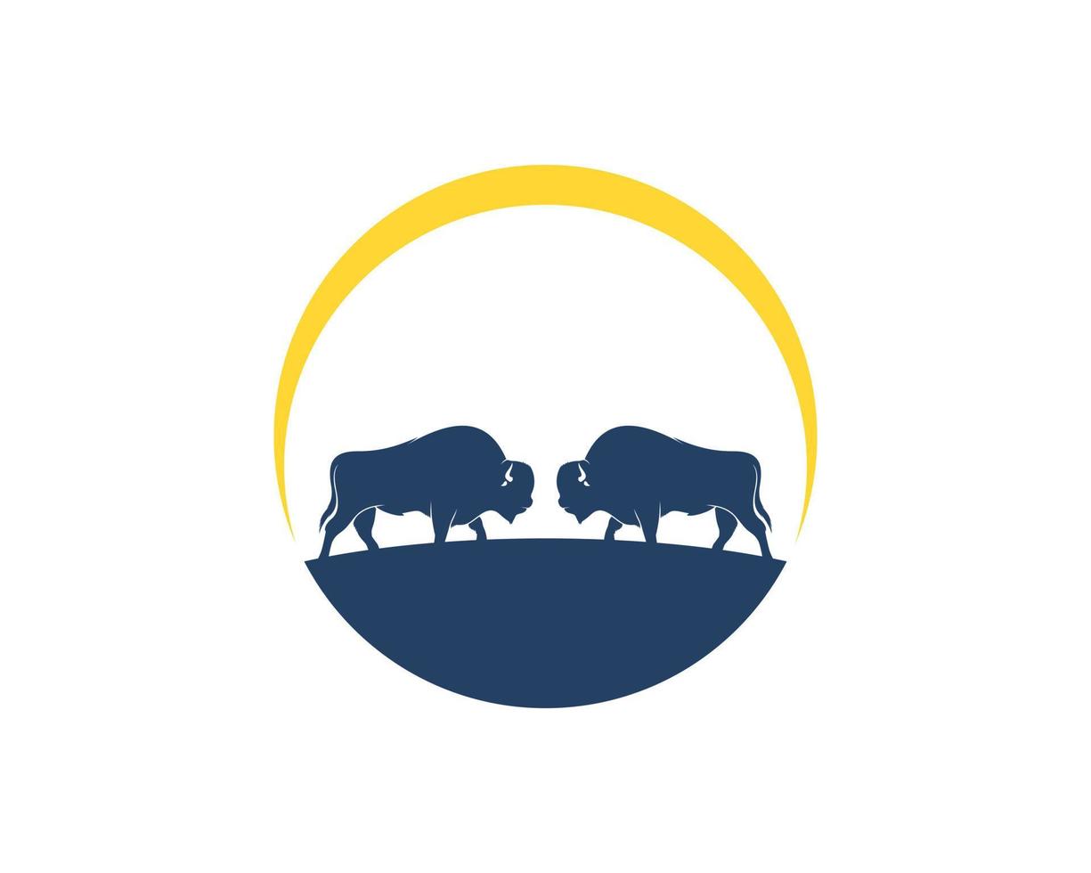 Circle shape with twin byson and yellow swoosh vector