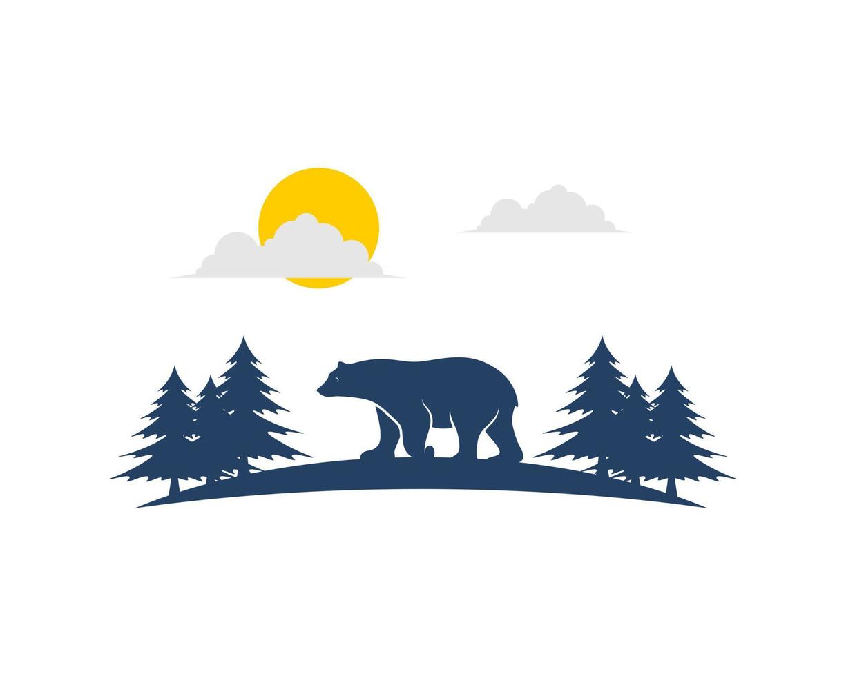 Walking bear in the forest vector