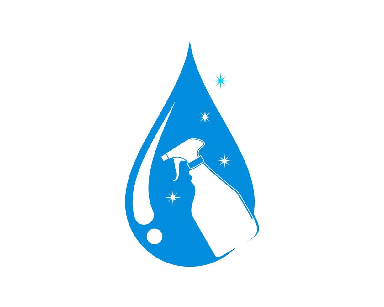 Cleaning with spray inside the water drop vector