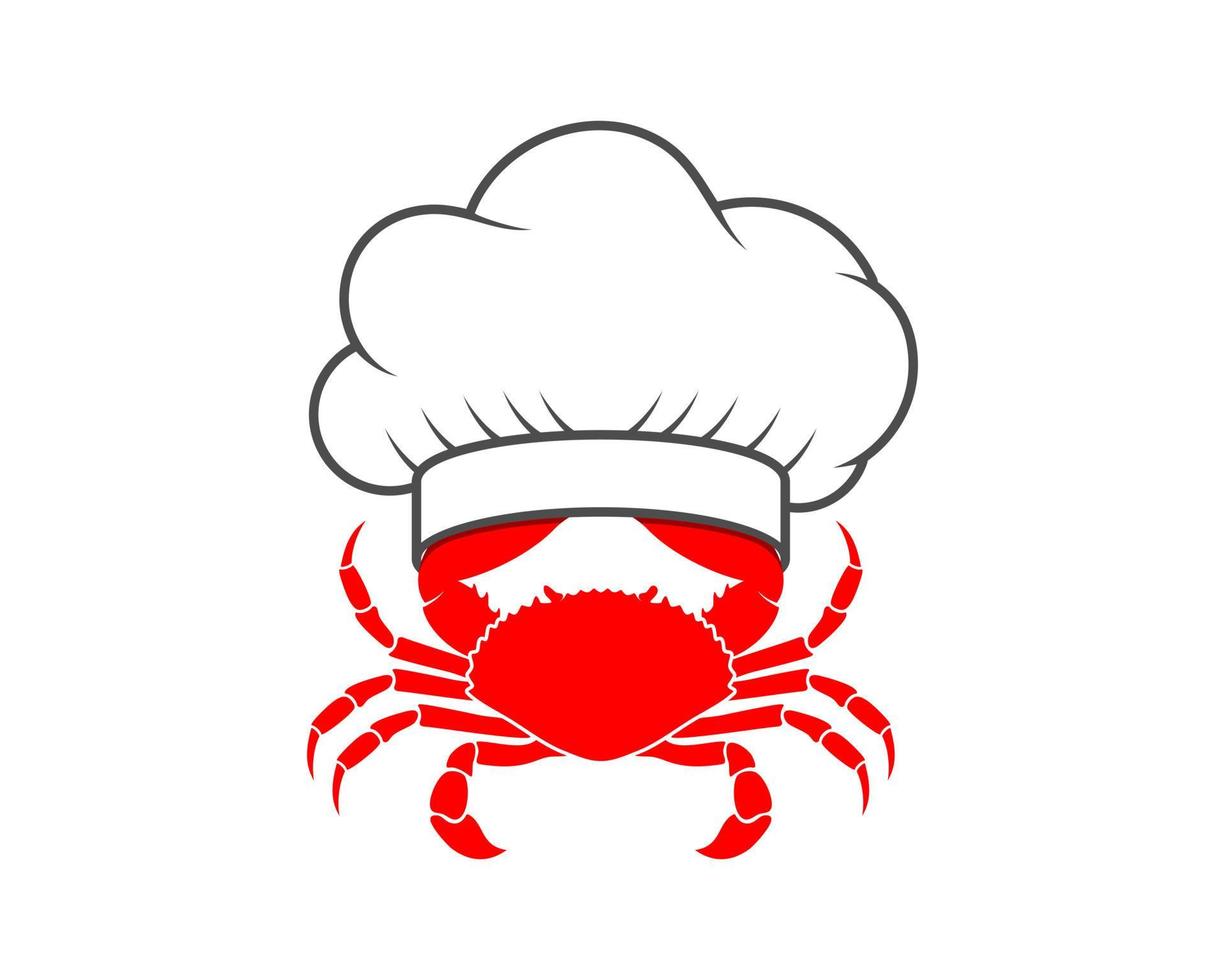 Crab with chef hat on top vector