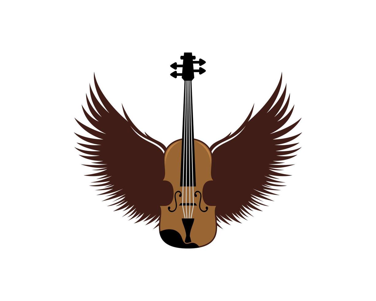 Musical violin with spread wings vector