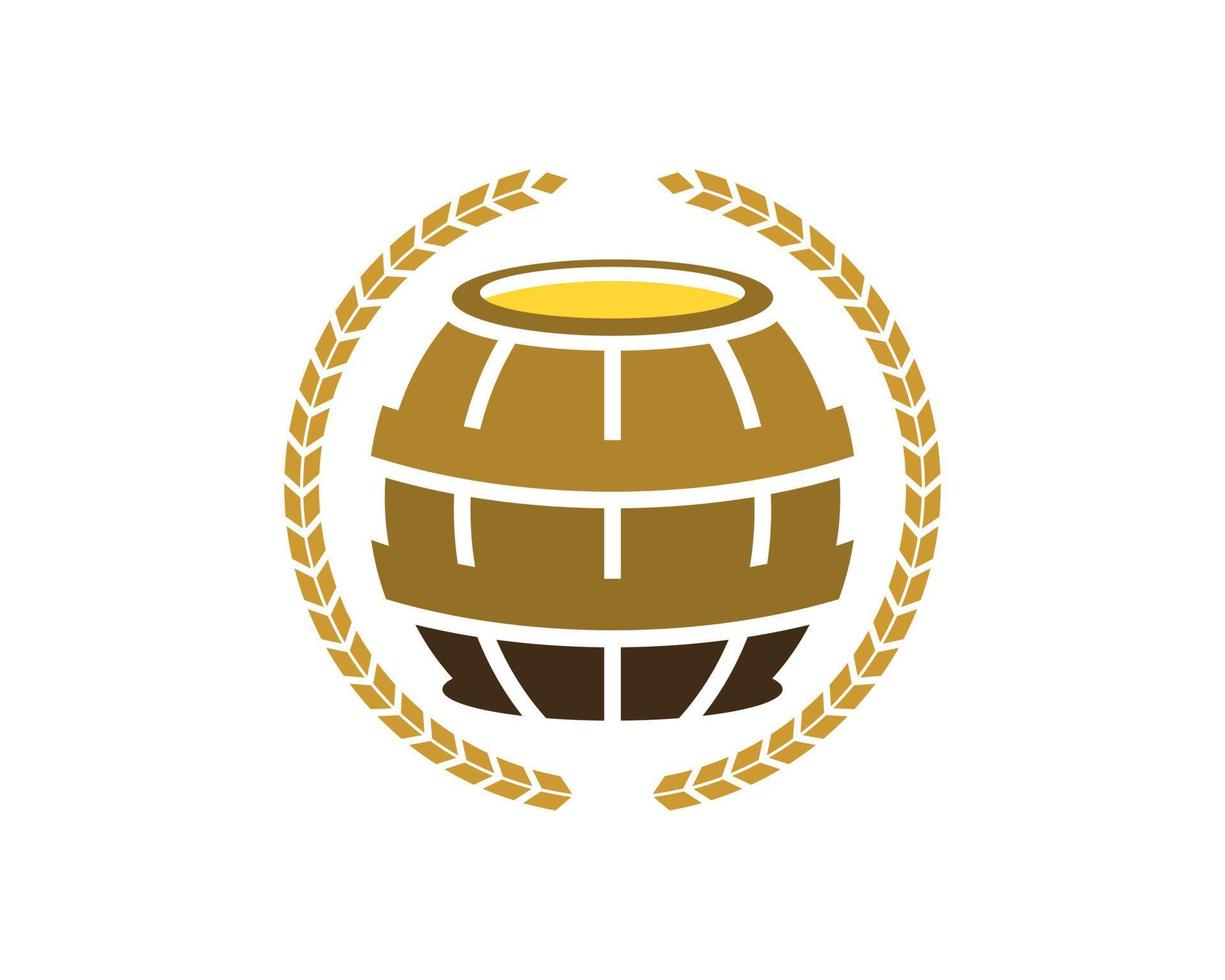 Circular wheat with beer drum inside vector