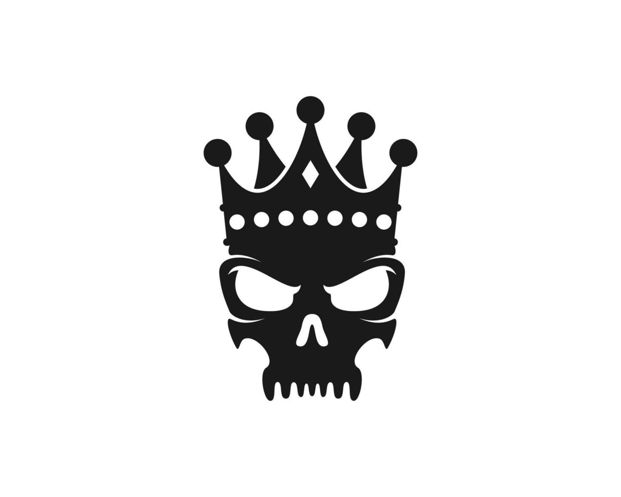 Black head skull with crown on the top vector