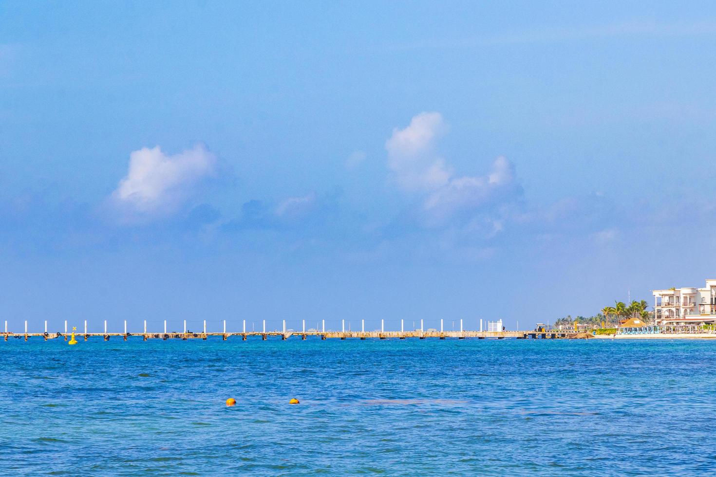 Muelle Constituyente jetty pier mexican beach Playa del Carmen Mexico. photo