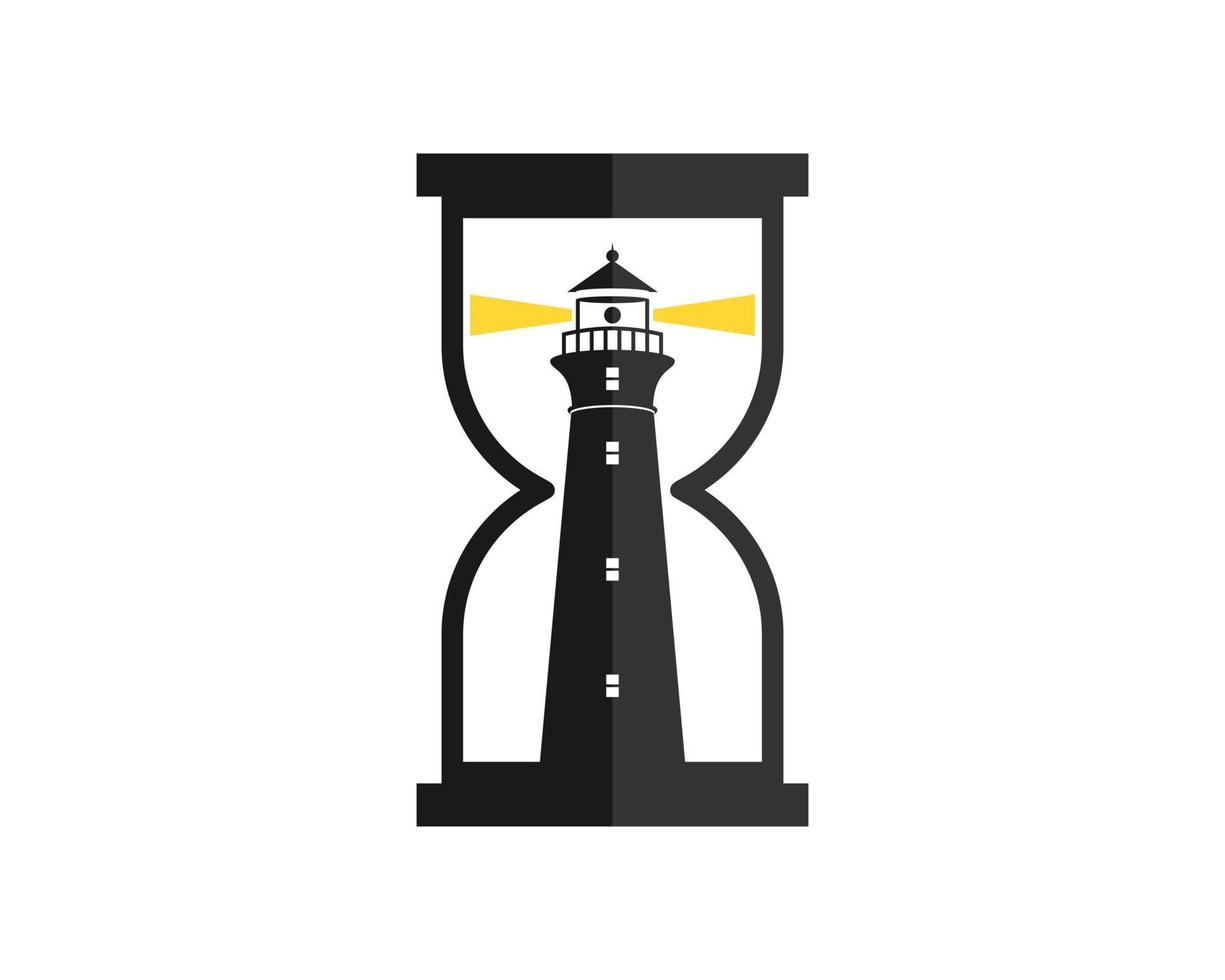 Time clock with lighthouse inside vector