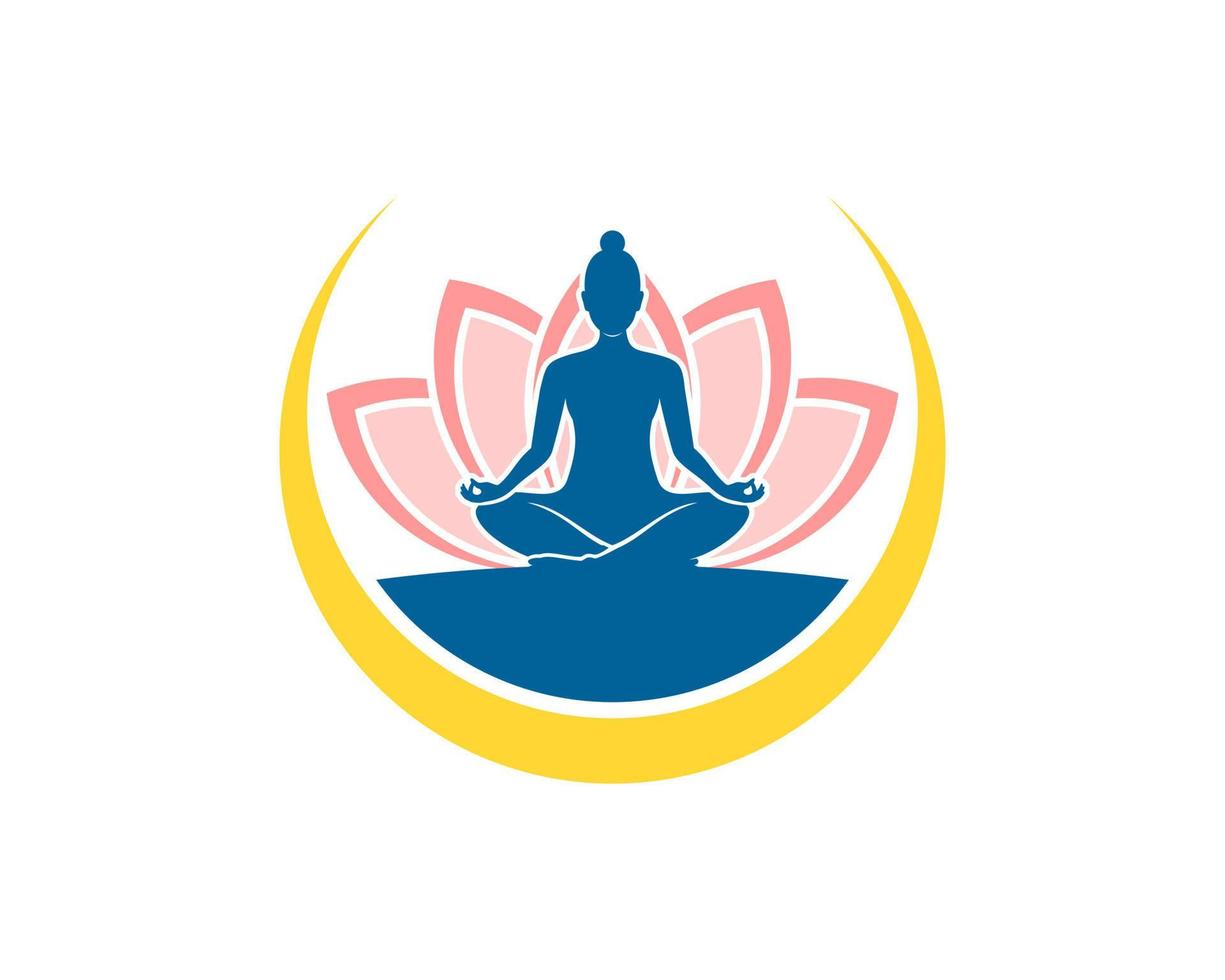 Beautiful women yoga with lotus flower vector