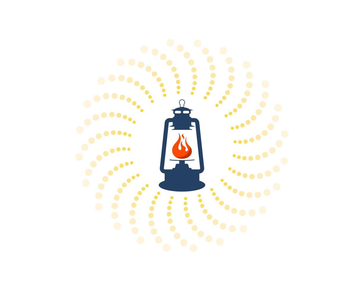 Shinning traditional lantern with fire burn vector
