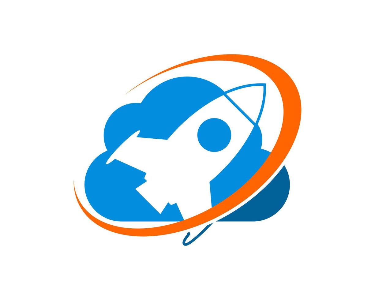 Cloud with rocket and swoosh vector