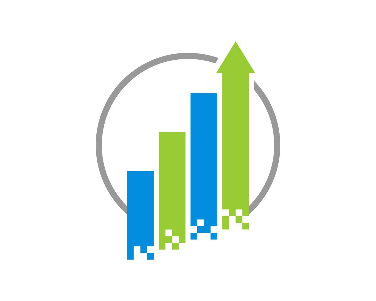 Chart with arrow up in the circle vector