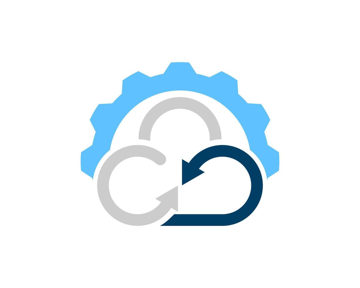 Simple cloud with upside down arrow and gear vector