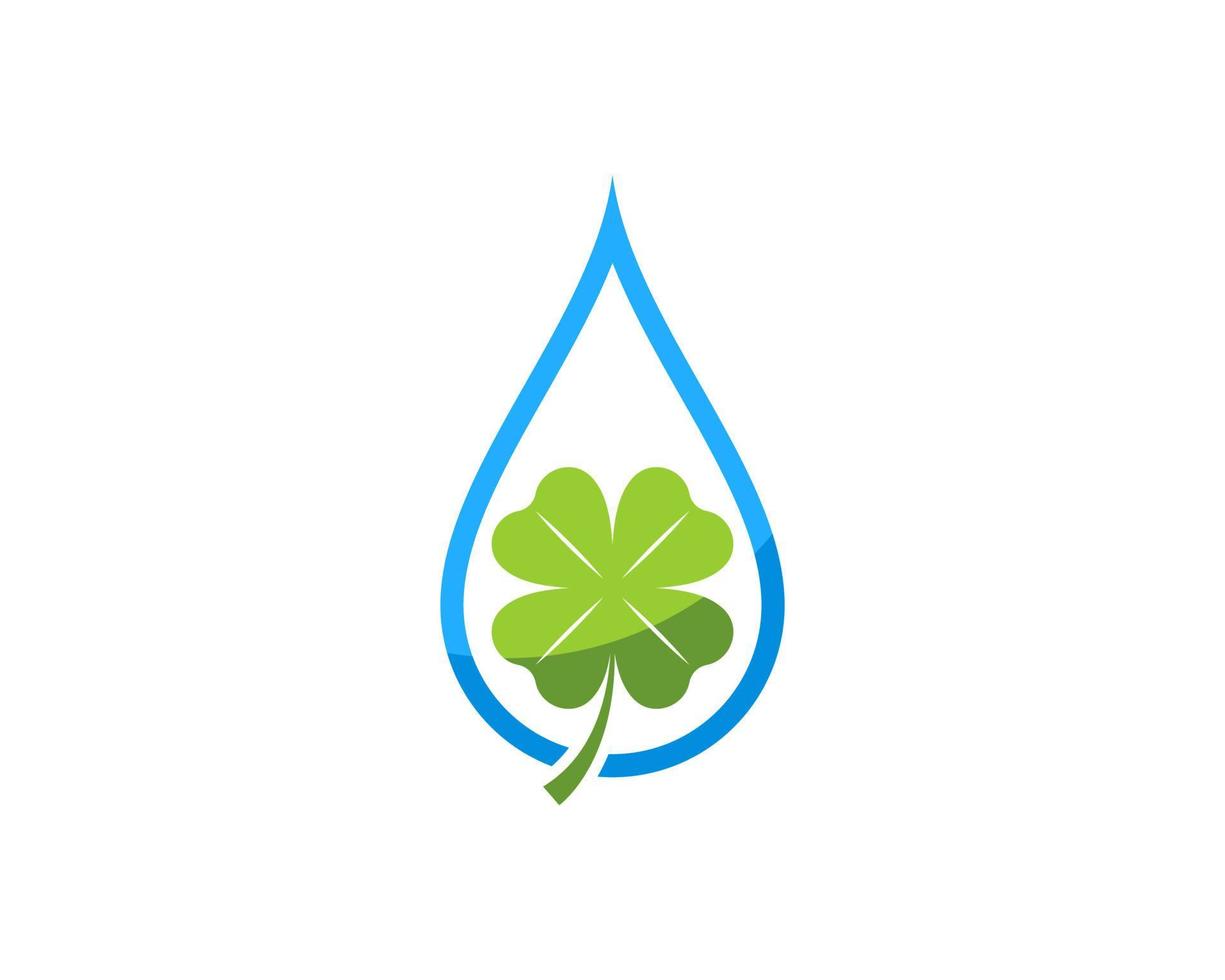 Simple water drop with leaf clover inside vector