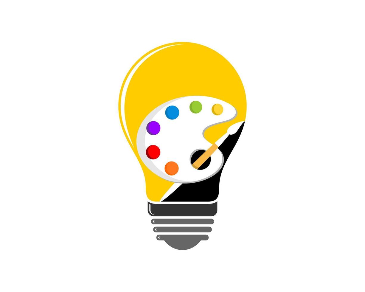 Light bulb with color palette inside vector