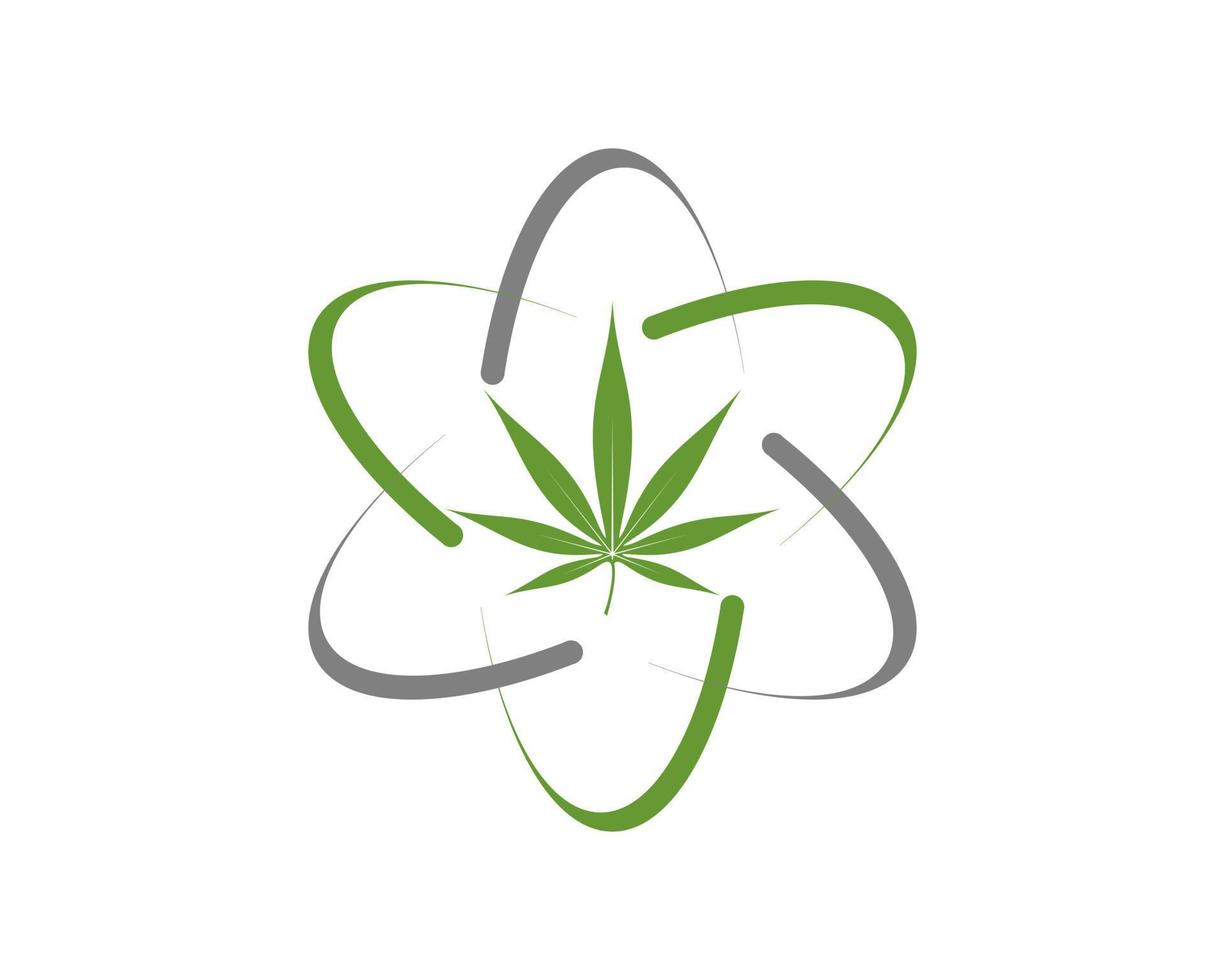 Cannabis with science symbol curve vector