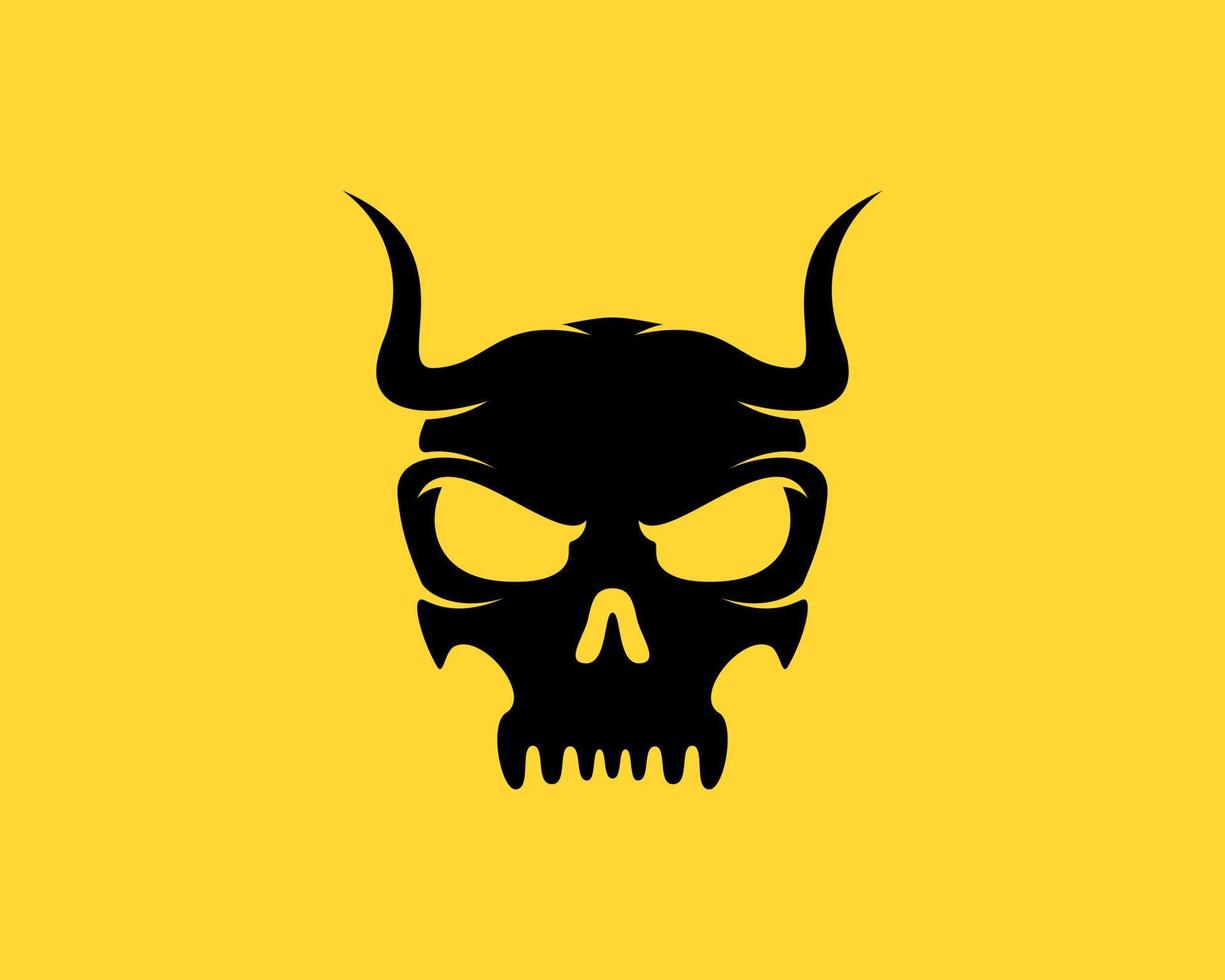 Black skull head with two horn on the top vector