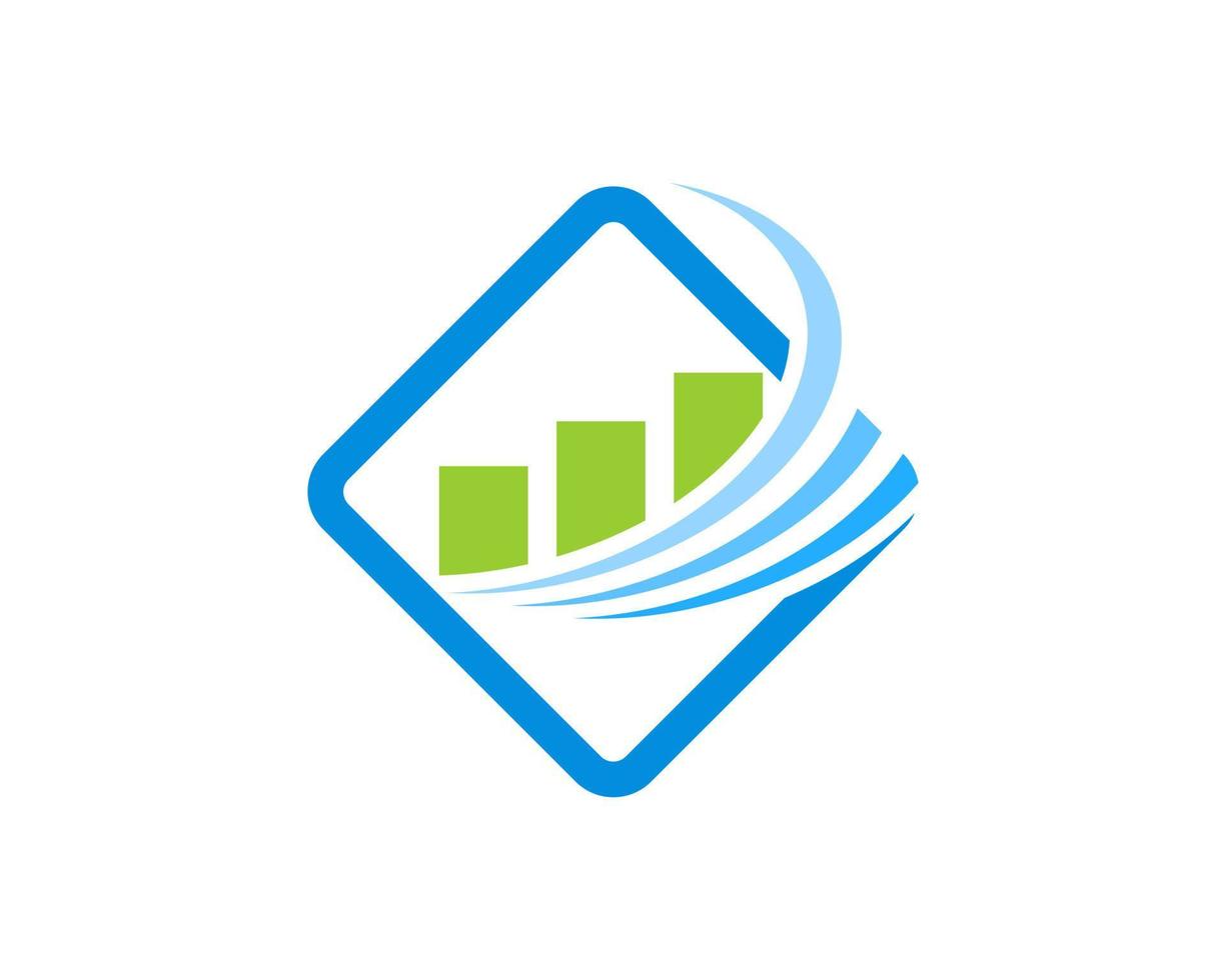 Simple square shape with financial chart and swoosh vector