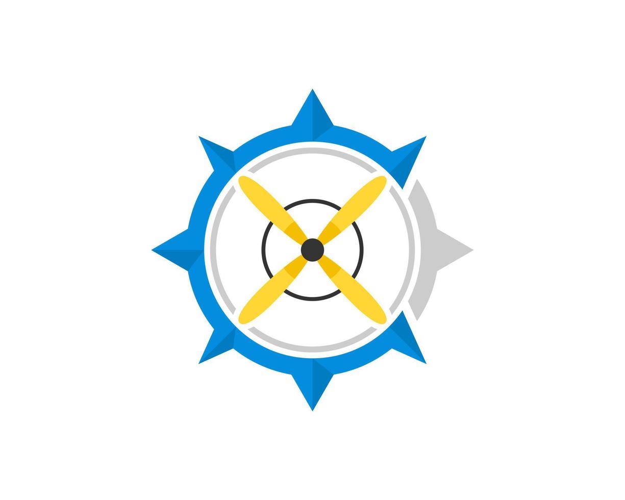 Modern compass with plane propeller inside vector
