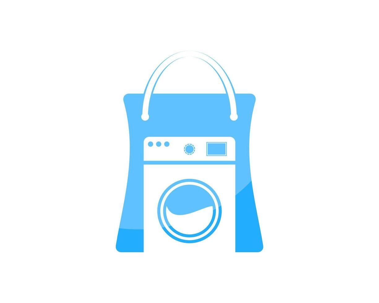 shopping paper bag with laundry machine inside vector