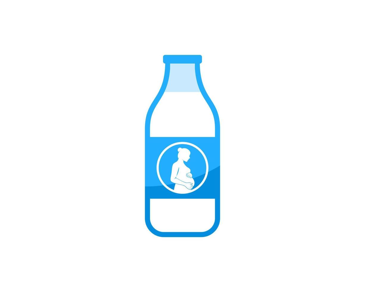 Milk bottle with pregnant women inside vector
