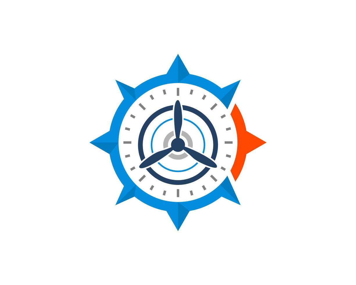 Modern compass with plane propeller inside vector