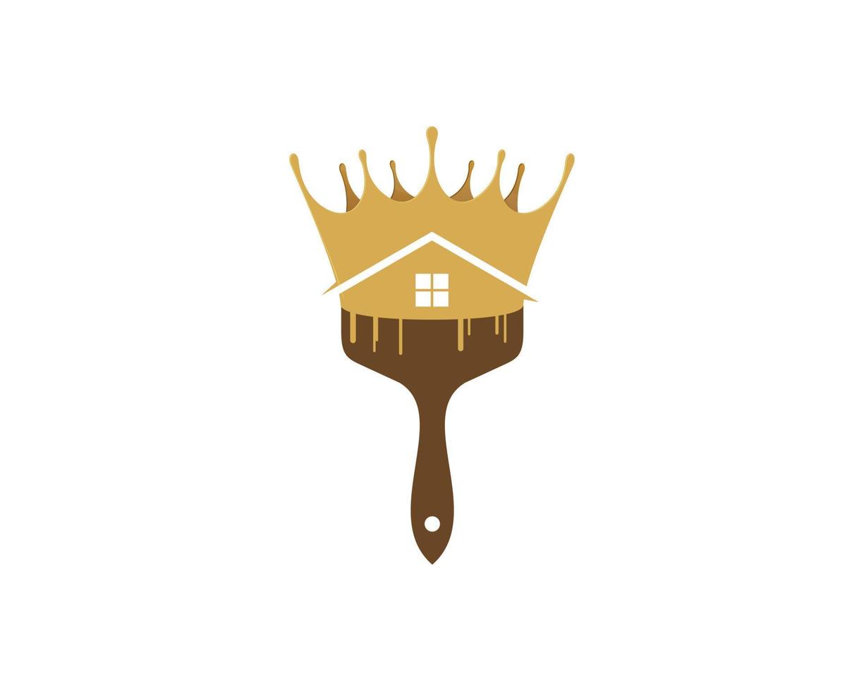 Paint brush with house and crown vector