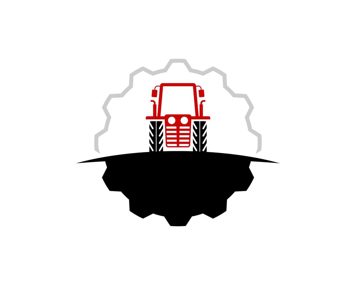 Abstract gear with tractor in the farm field vector