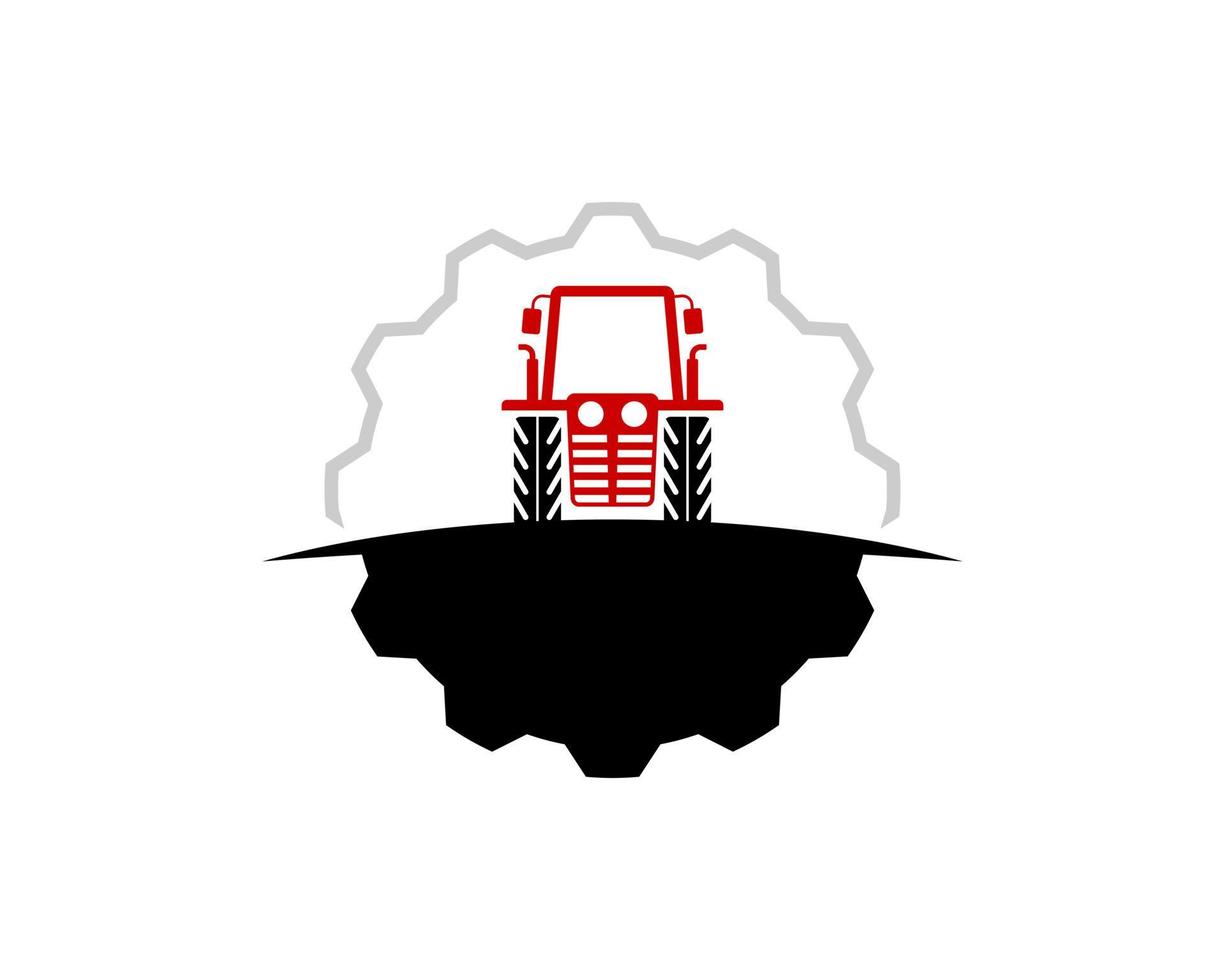 Abstract gear with tractor in the farm field vector