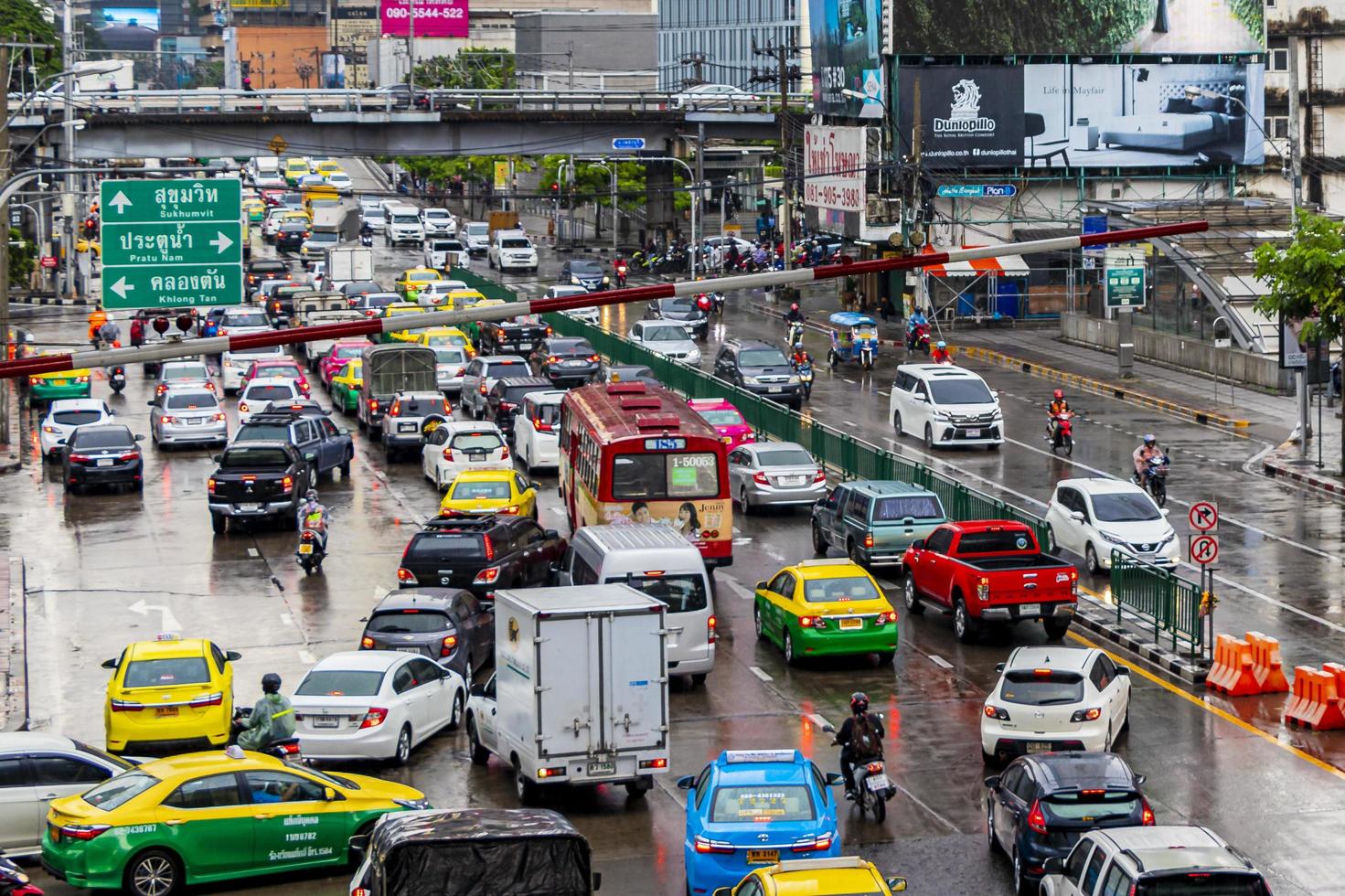 Bangkok Thailand 22. May 2018 Rush hour big heavy traffic jam in busy Bangkok Thailand. photo