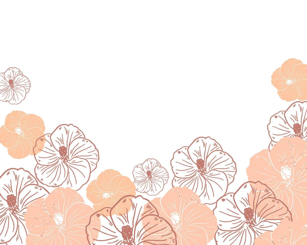 Ilustración, fondo floral para texto, marco, postal. delicadas flores de  color rosa y contorno de flores de color rosa sobre un fondo blanco. diseño  elegante 5000668 Vector en Vecteezy