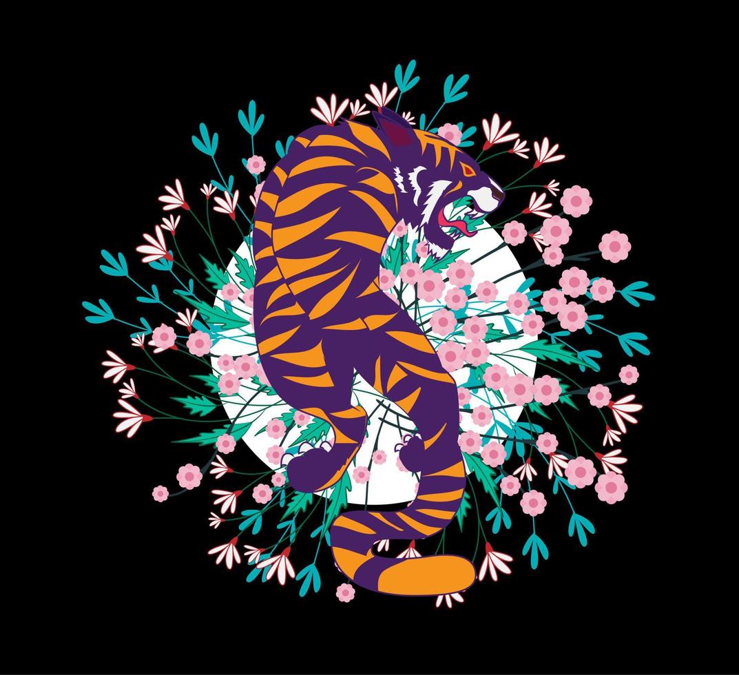 diseño de ilustración de tigre para sukajan es malo tela o camiseta tradicional de japón con bordado digital dibujado a mano hombres camisetas verano casual manga corta hip hop camiseta streetwear vector