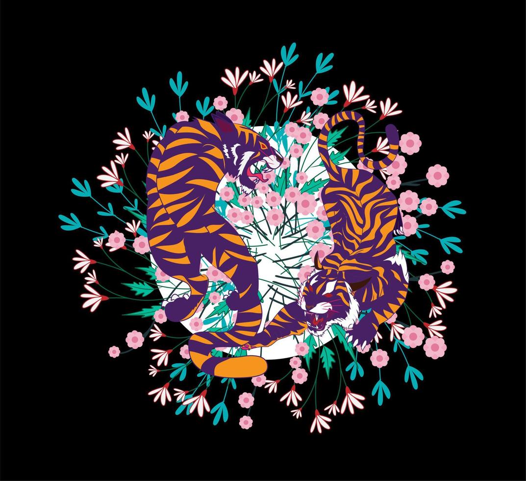 diseño de ilustración de tigre para sukajan es malo tela o camiseta tradicional de japón con bordado digital dibujado a mano hombres camisetas verano casual manga corta hip hop camiseta streetwear vector