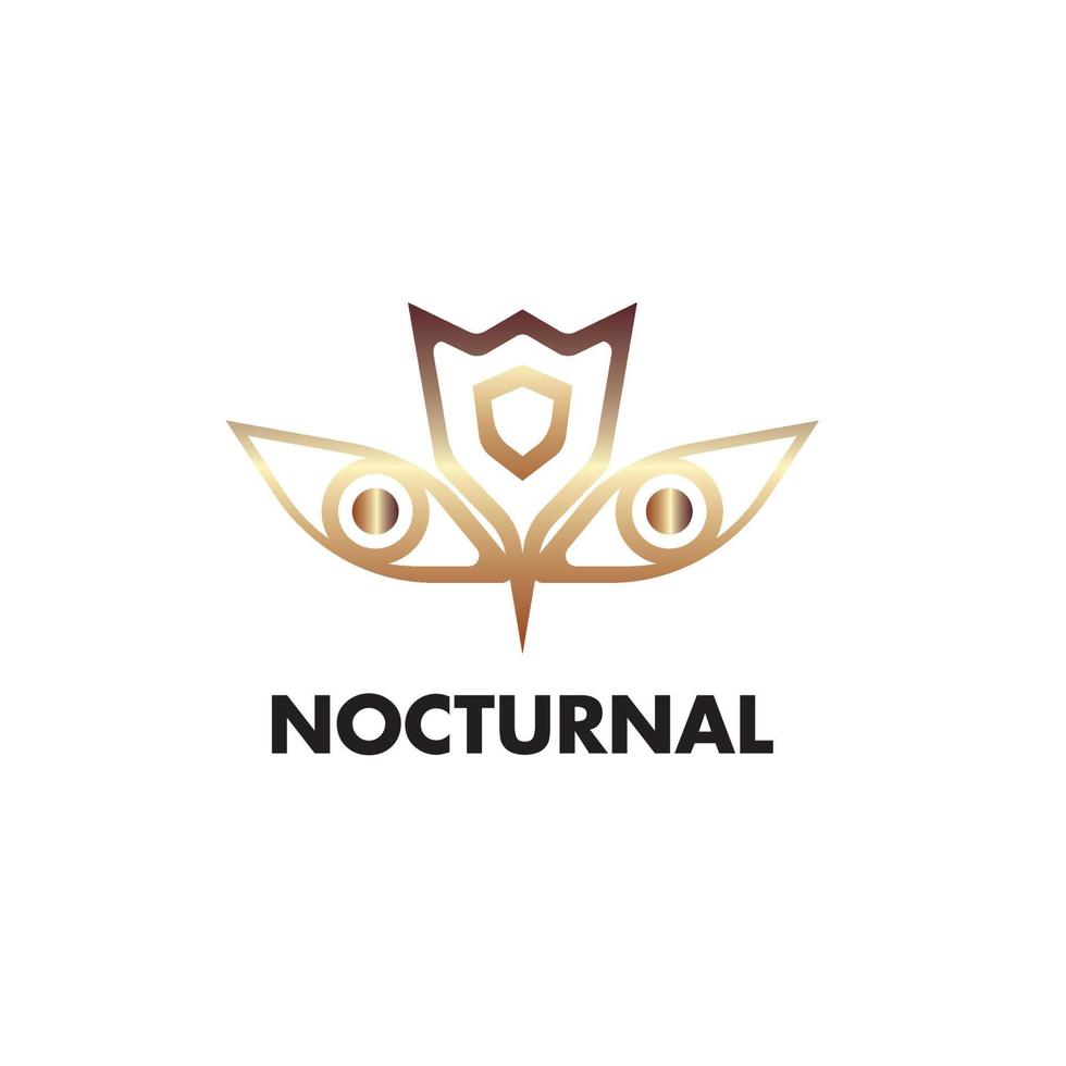 nocturnal logo icon with owl eyes symbol vector