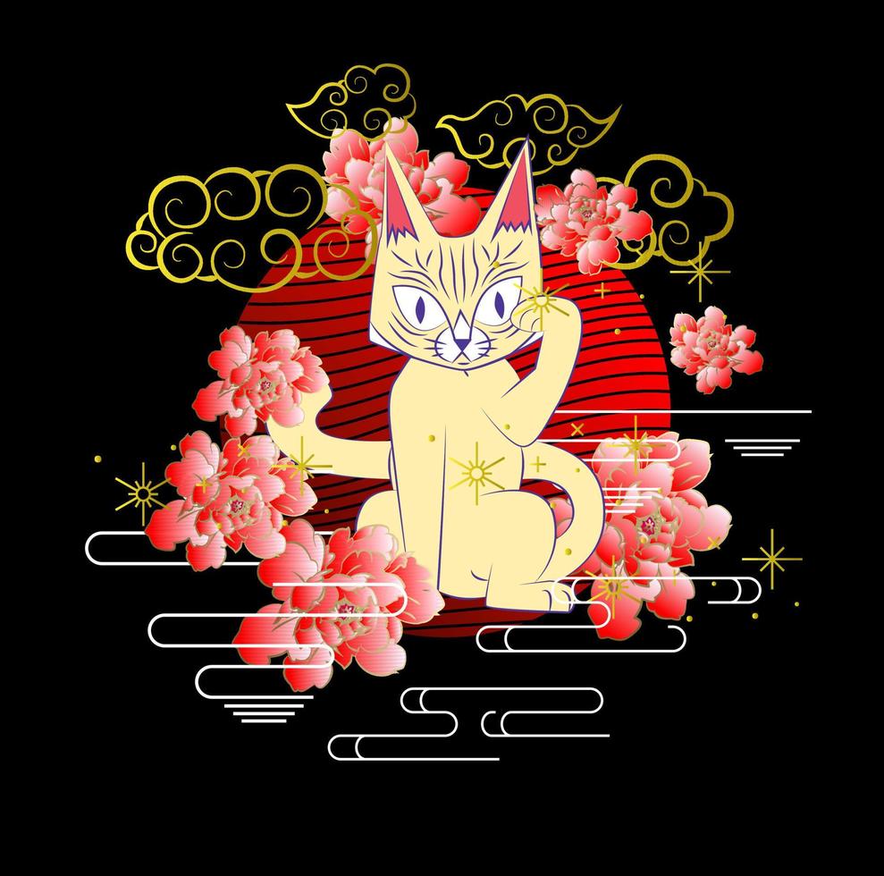 diseño de ilustración de gato para sukajan is mean japan tradicional tela o camiseta con bordado digital dibujado a mano mujeres camisetas verano casual manga corta hip hop camiseta streetwear vector