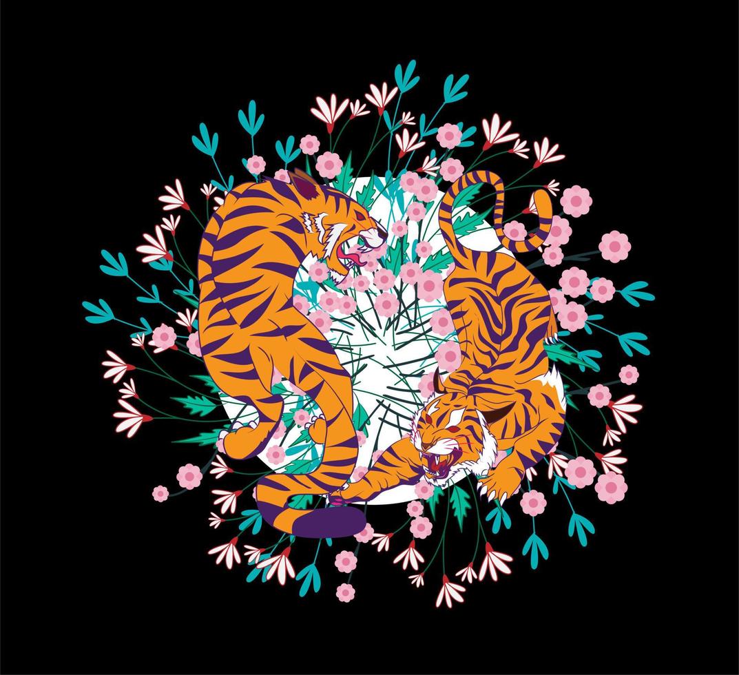 diseño de ilustración de tigre para sukajan es malo tela o camiseta tradicional de japón con bordado digital dibujado a mano hombres camisetas verano casual manga corta hip hop camiseta streetwear vector