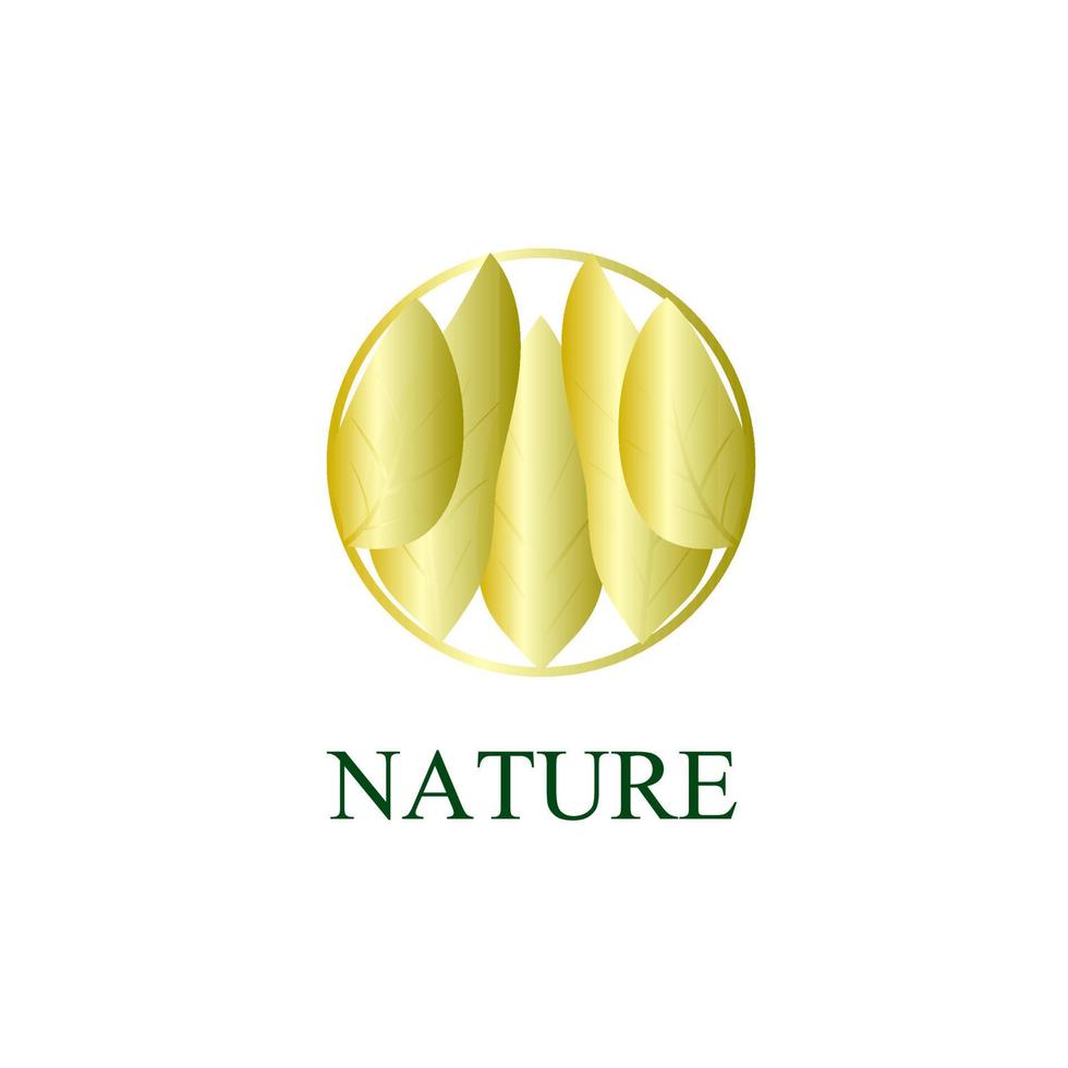 icono de logotipo de naturaleza dorada para empresa de medio ambiente vector