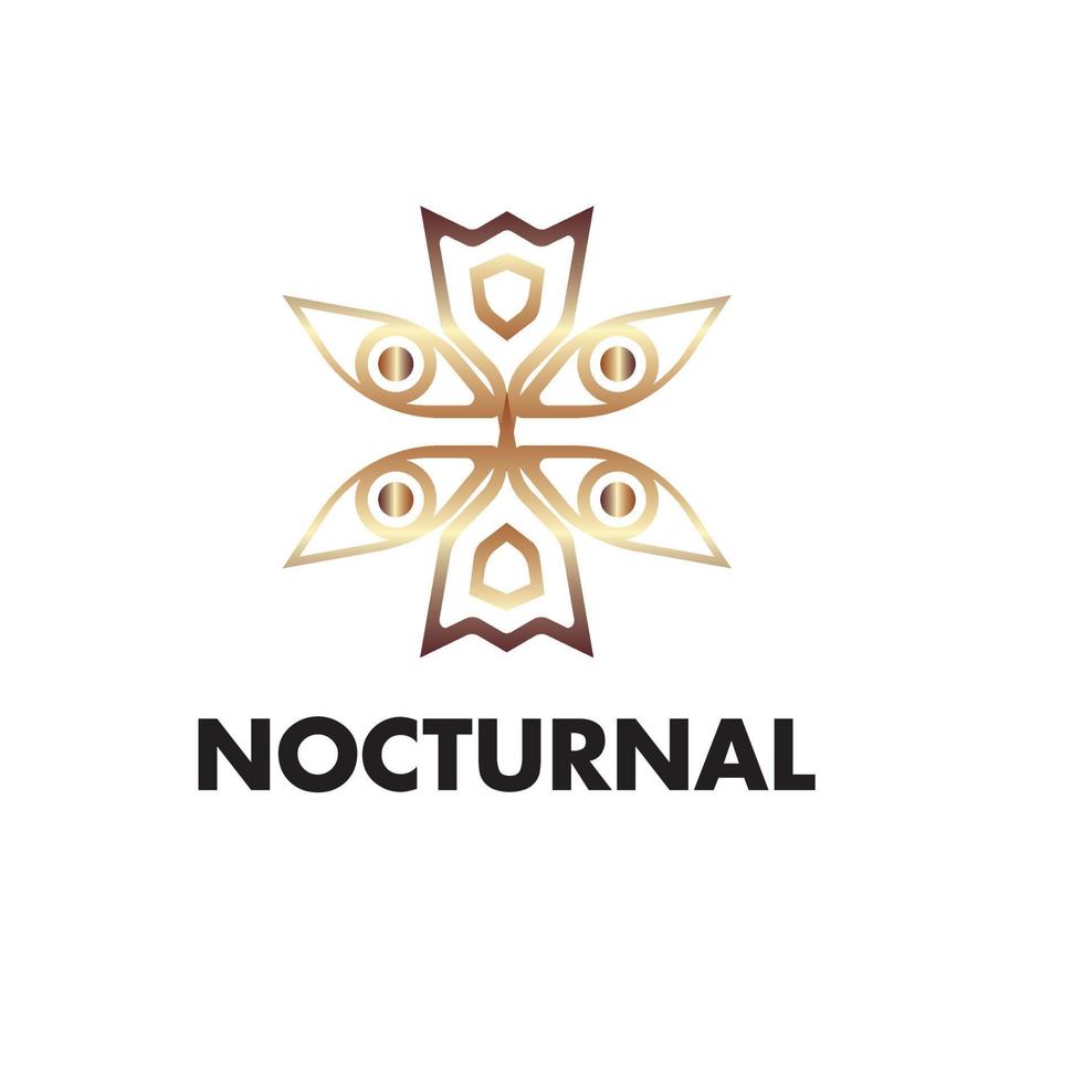 nocturnal logo icon with owl eyes symbol vector