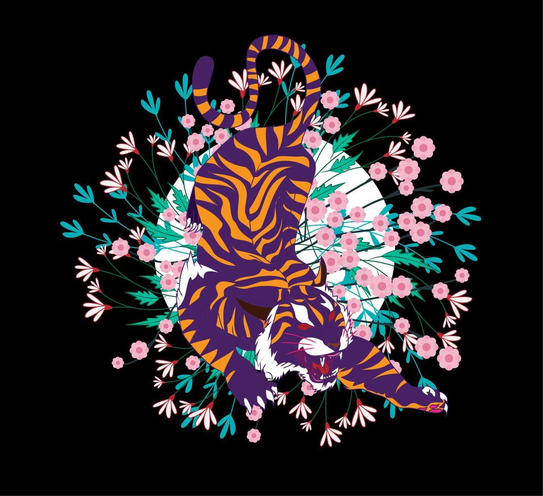 tiger illustration design for sukajan is mean japan traditional cloth or t-shirt with digital hand drawn Embroidery Men T-shirts Summer Casual Short Sleeve Hip Hop T Shirt Streetwear vector
