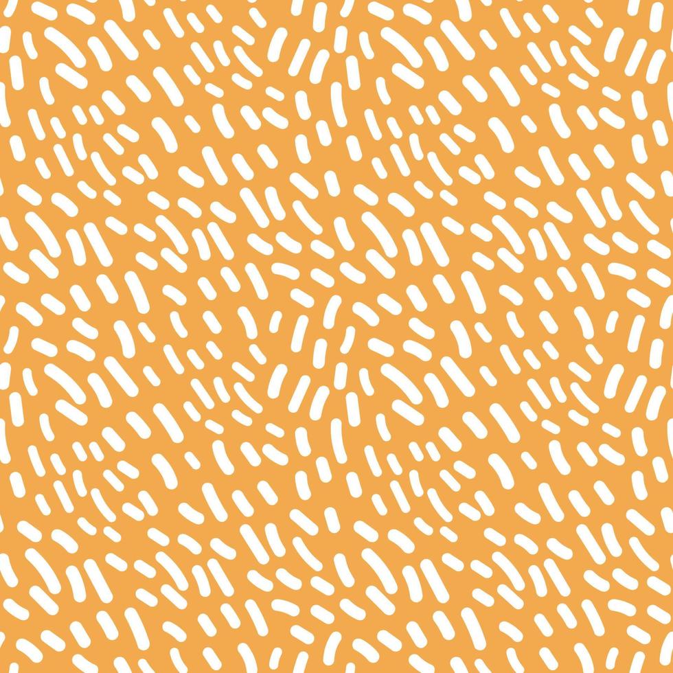 Abstract random, chaotic broken line seamless pattern. Vector doodle white shapes illustration on yellow background. Looks like animal fur