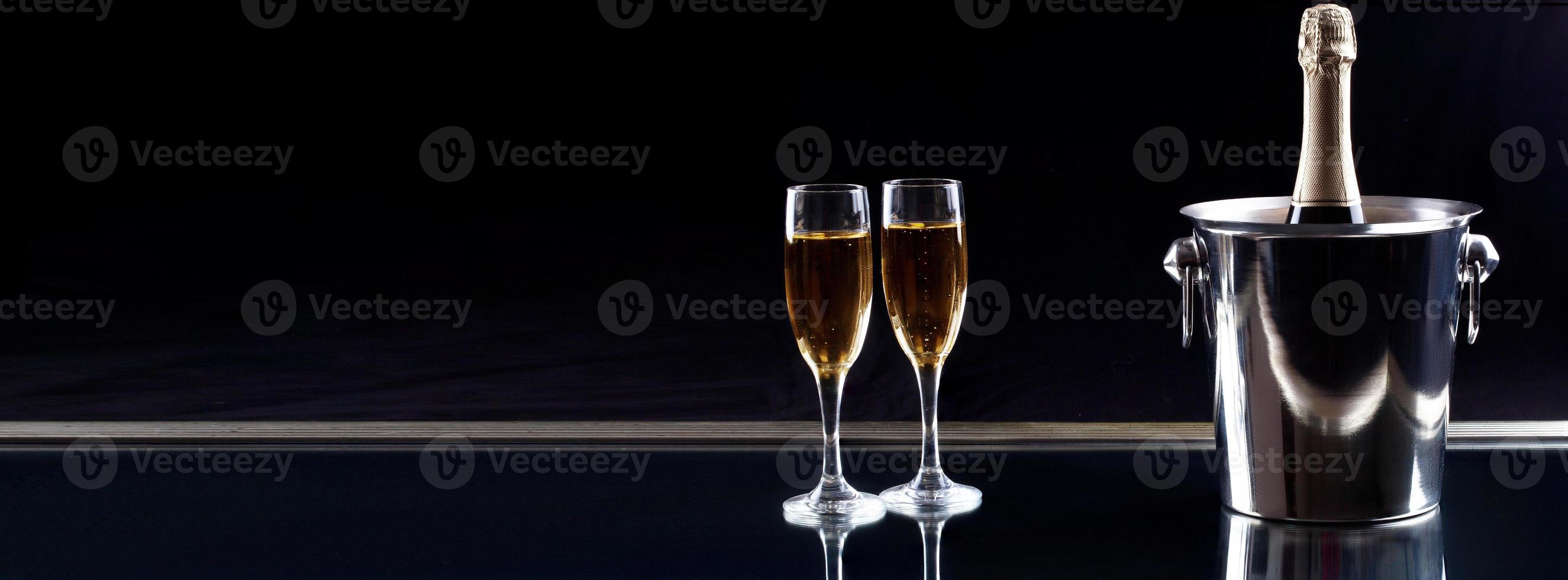 New years eve celebration background with champagne photo