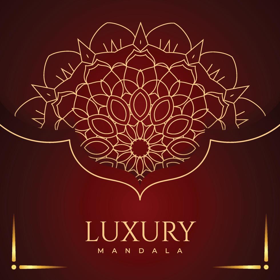 Decorative golden mandala background. Mandala pattern with shiny gold color. Golden pattern. Mandala ornament on a red background. Luxurious decoration. Luxurious golden mandala vector. vector