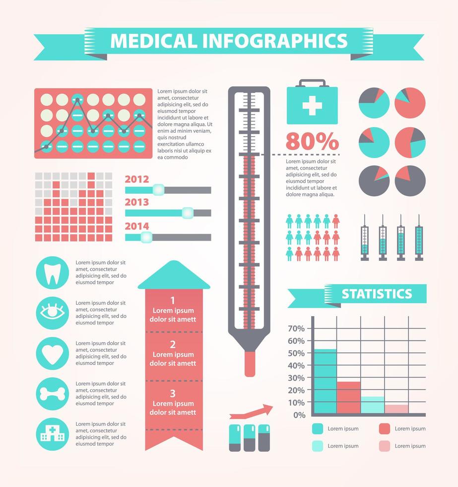 vector, conjunto, de, médico, infografía vector