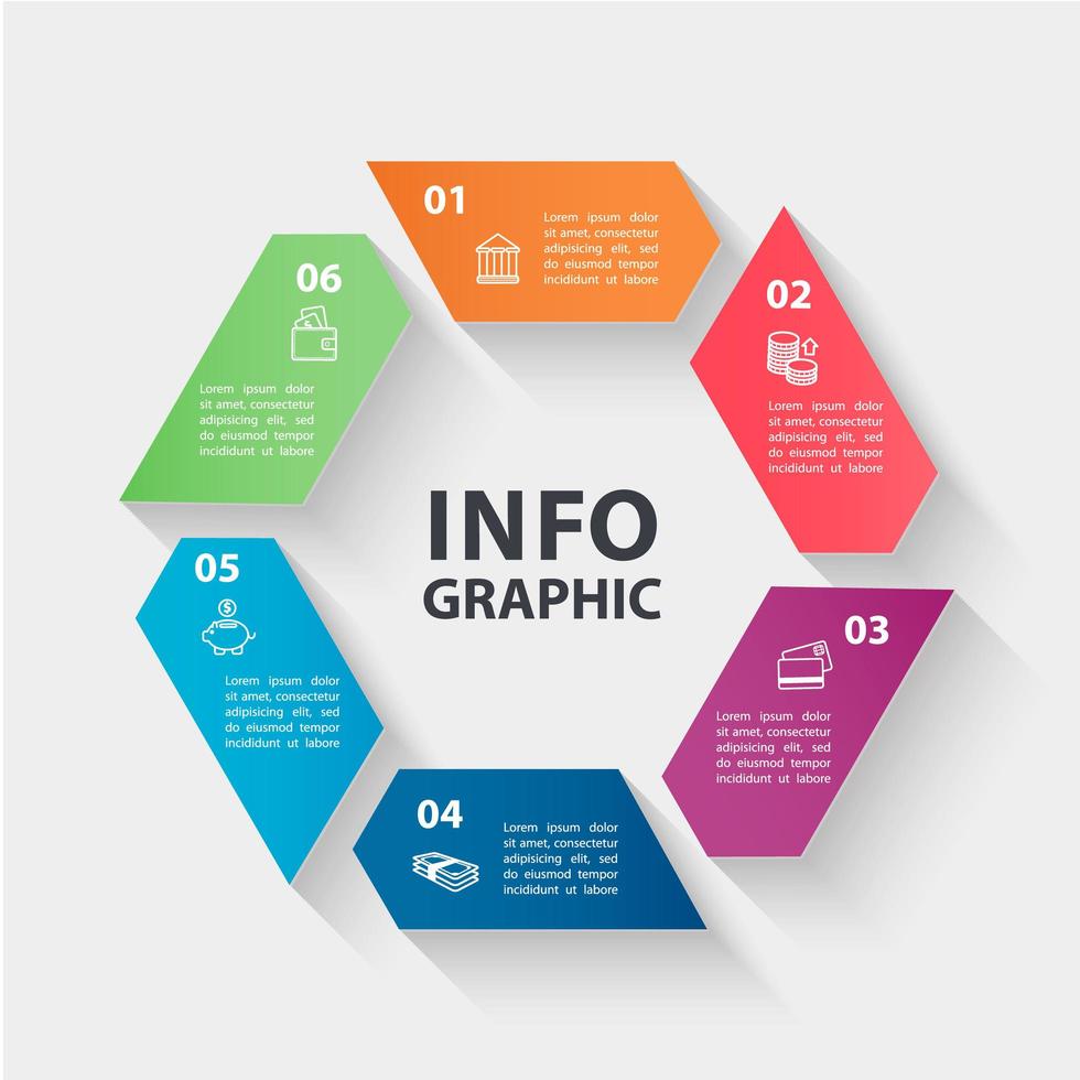 Vector circle infographics. Template for diagram, graph, presentation and chart. Business concept with 6 options, parts, steps or processes