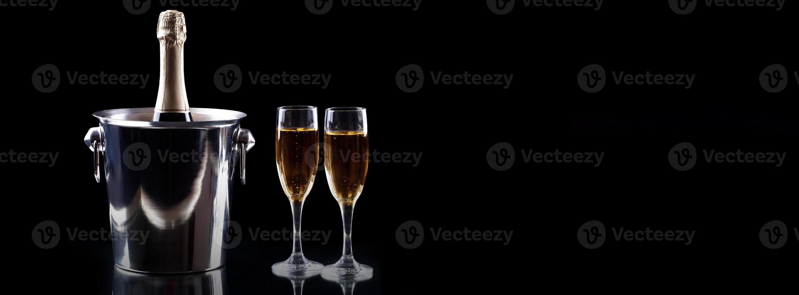 New years eve celebration background with champagne photo